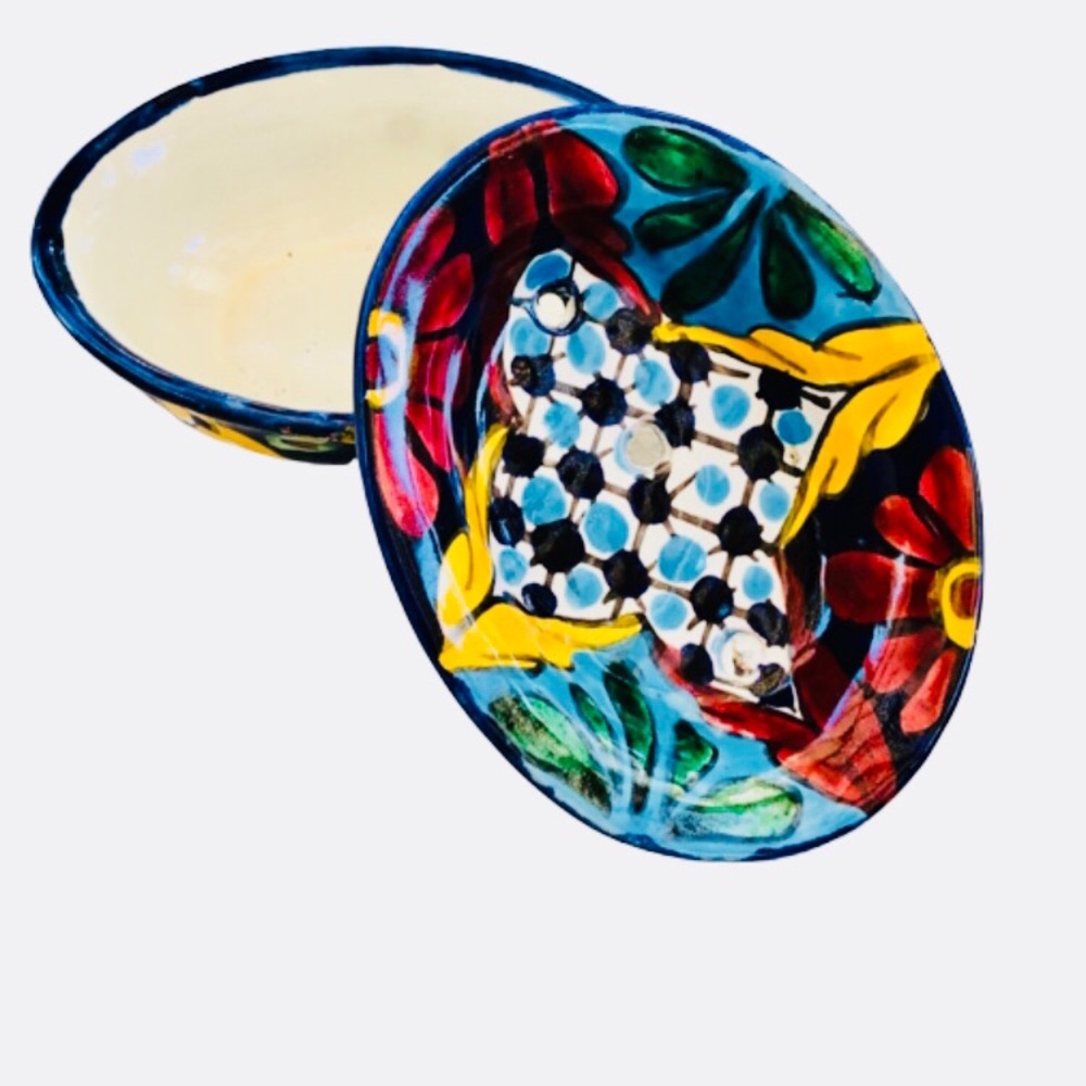 Talavera Puebla Mexico Pottery, 2 Pc Soap Dish w/Removable Drain Top